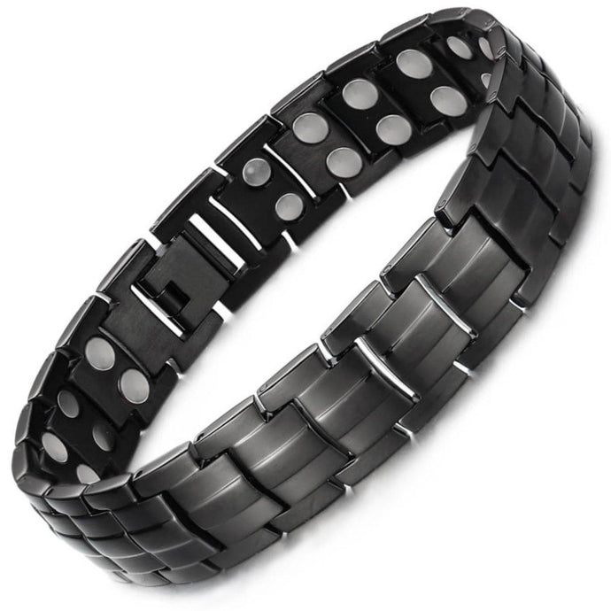 Mens Black Titanium Strong Magnetic Bracelet - Gauss Therapy