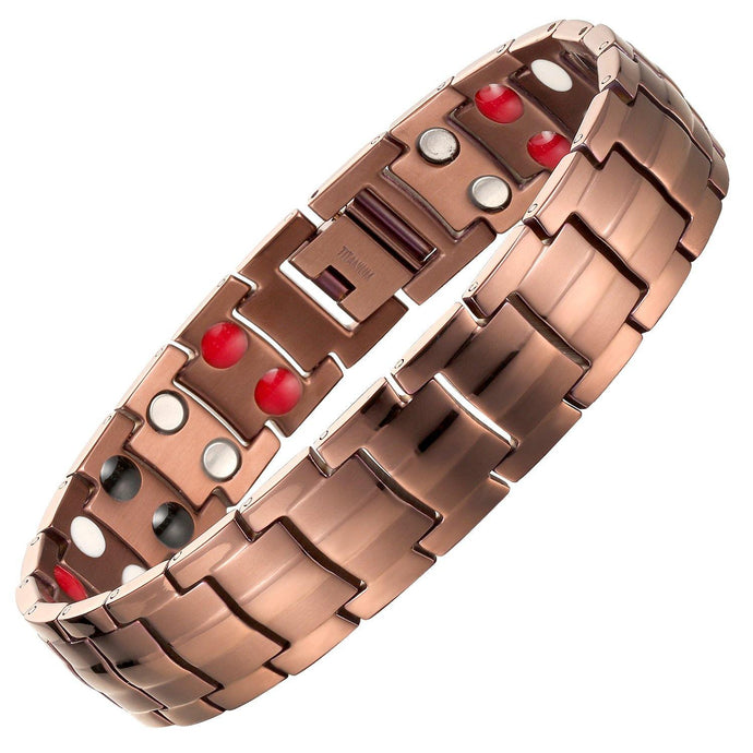 Coffee Titanium Double Row Magnetic Bracelet - Gauss Therapy