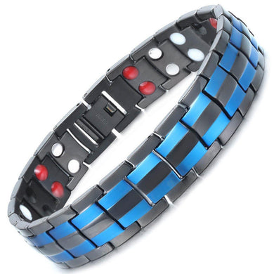 Blue Black Titanium 4in1 Magnetic Therapy Bracelet - Gauss Therapy