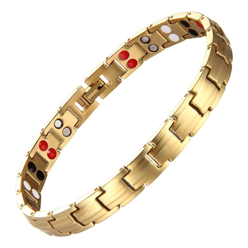 Ladies Gold 4in1 Titanium Magnetic Bracelet - Gauss Therapy