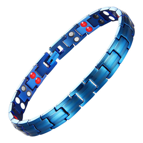 Ladies Blue 4in1 Titanium Magnetic Bracelet - Gauss Therapy