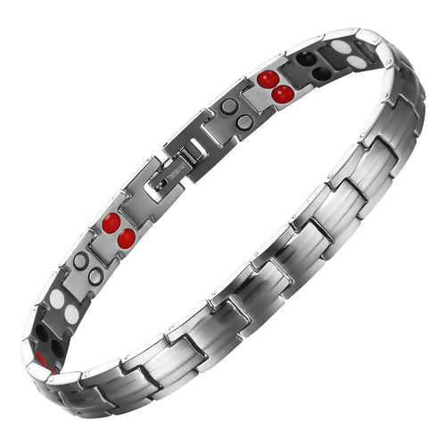 Ladies Silver 4in1 Titanium Magnetic Bracelet - Gauss Therapy
