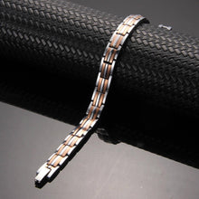 Load image into Gallery viewer, Ladies Silver &amp; Rose Gold 4in1 Titanium Magnetic Bracelet - Gauss Therapy
