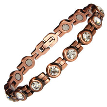 Load image into Gallery viewer, Ladies Laguna Crystal Copper Magnetic Bracelet - Gauss Therapy
