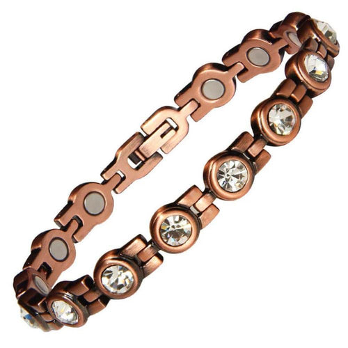 Ladies Laguna Crystal Copper Magnetic Bracelet - Gauss Therapy