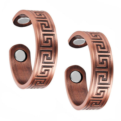 Set of Two - Greek Copper Magnetic Rings - Gauss Therapy