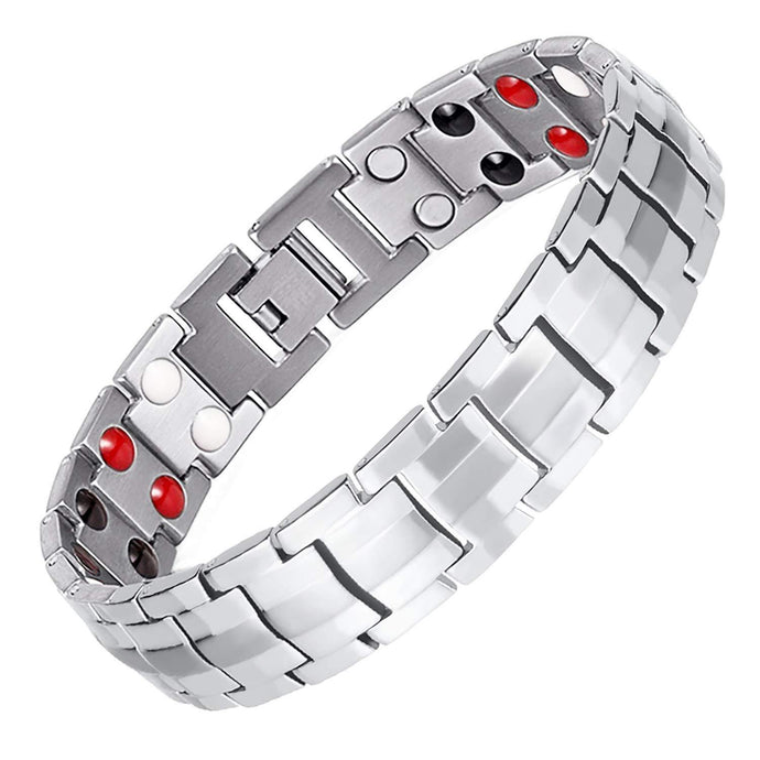 Silver Titanium Bio Energy Magnetic Bracelet - Gauss Therapy