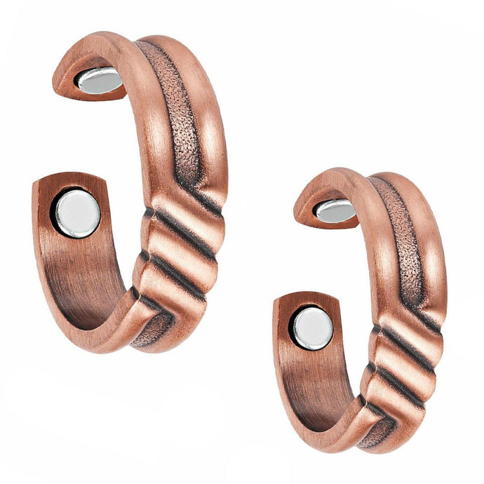 Set of Two - Twisted Copper Magnetic Rings - Gauss Therapy