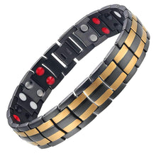 Load image into Gallery viewer, Black Gold 4in1 Titanium Magnetic Therapy Bracelet - Gauss Therapy
