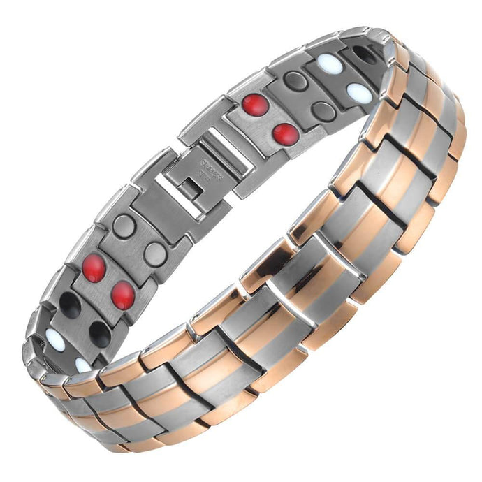 Silver Rose Gold 4in1 Titanium Magnetic Bracelet - Gauss Therapy