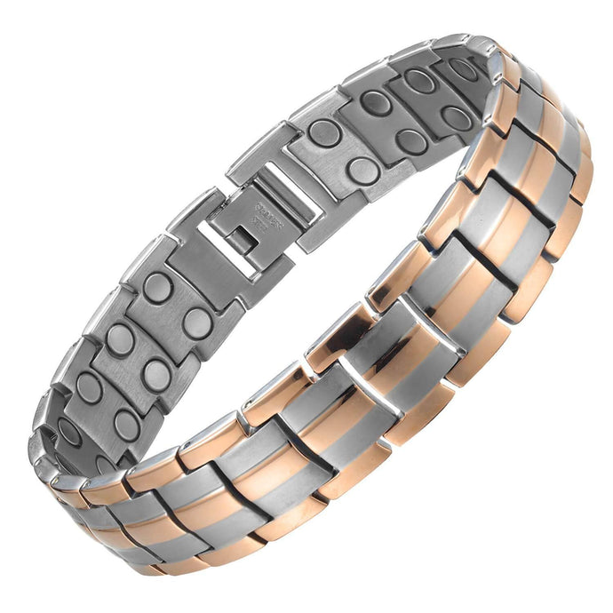 Silver Rose Titanium Power Magnetic Bracelet - Gauss Therapy