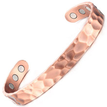 Load image into Gallery viewer, Artistic Hammered Copper Magnetic Bangle - Gauss Therapy
