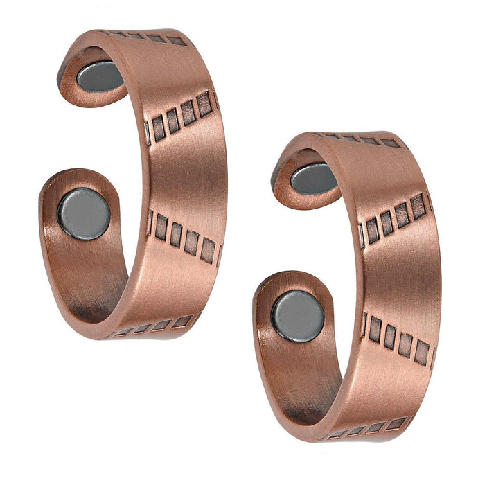Set of Two - Brushed Copper Magnetic Rings - Gauss Therapy