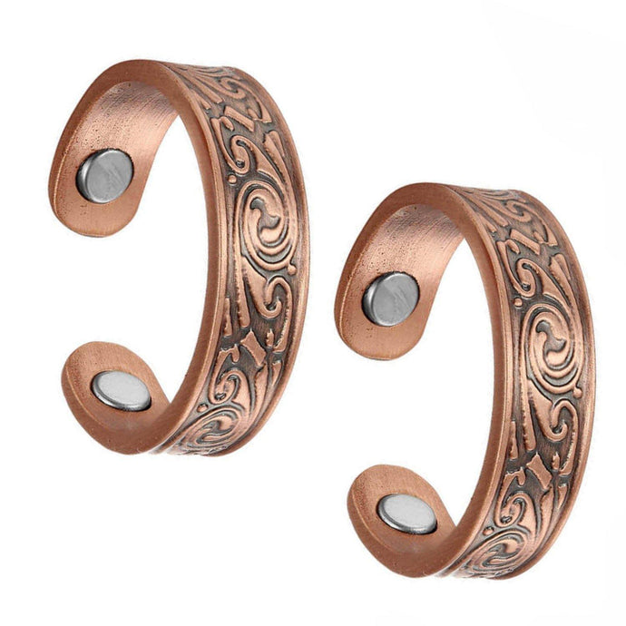 Set of Two - Viking Design Copper Magnetic Rings - GaussTherapy