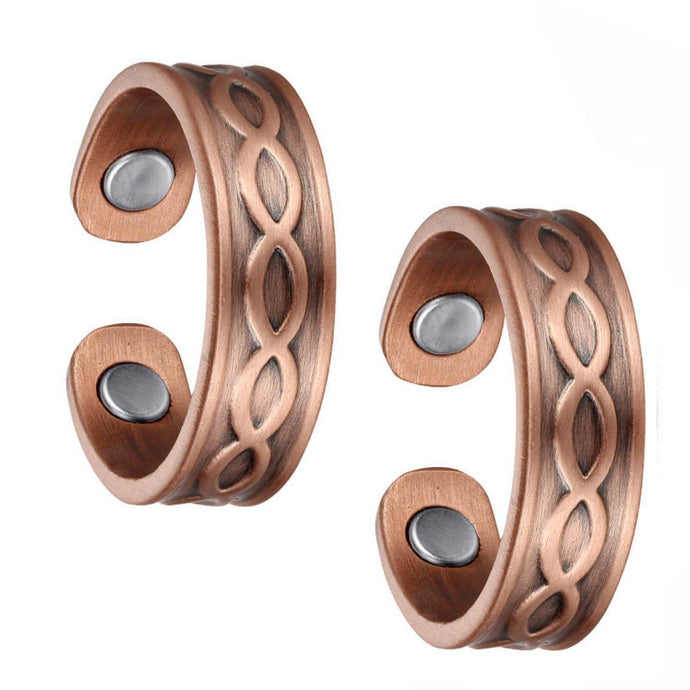 Set of Two - Criss-Cross Copper Magnetic Rings - GaussTherapy