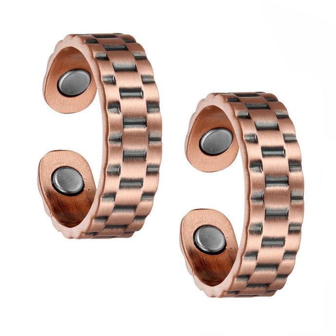 Set of Two - Masculine Copper Magnetic Rings - GaussTherapy