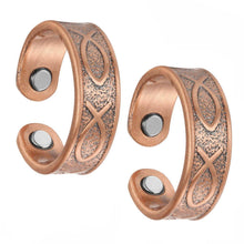 Load image into Gallery viewer, Set of Two - Greek Ikhthus Copper Magnetic Rings - GaussTherapy
