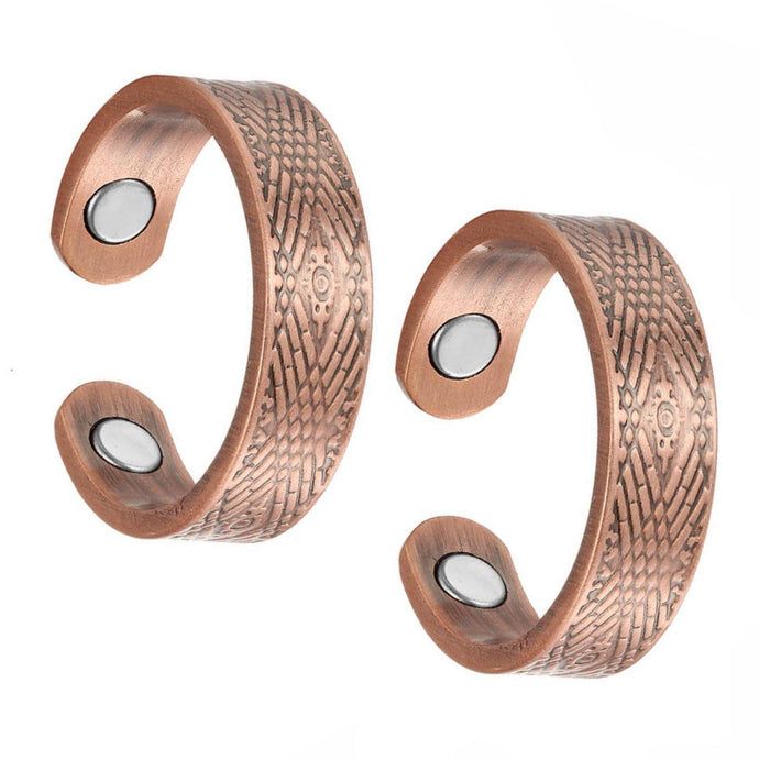 Set of Two - Celtic Design Copper Magnetic Rings - GaussTherapy