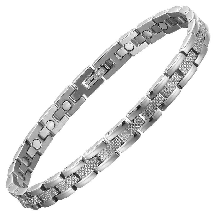 Affinity Silver Stainless Steel Magnetic Bracelet - Gauss Therapy